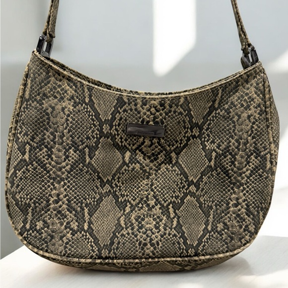 Liz Claiborne vintage rare snakeskin handbag purse vinyl material tan and black. - Picture 3 of 10